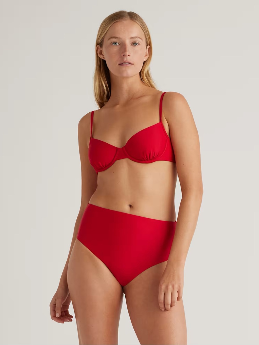 Quince NWT Bright Pink Bikini Swimsuit Set